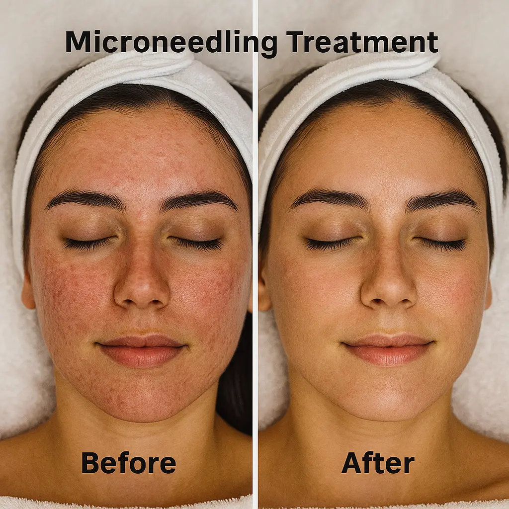 Microneedling voor/na (before & after)